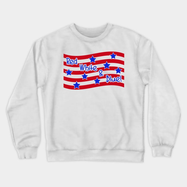 Red White and Blue Patriotic Crewneck Sweatshirt by TreetopDigital